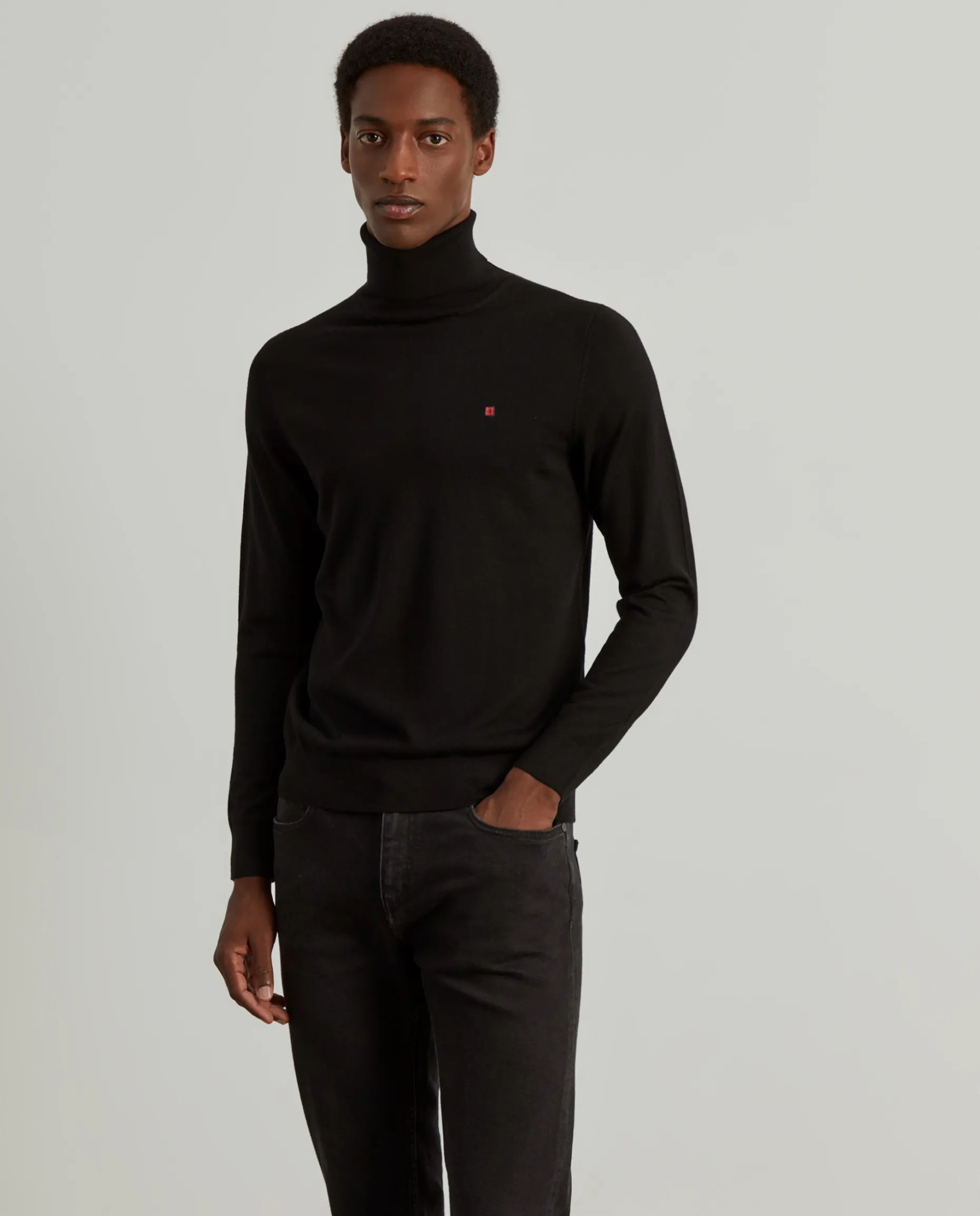 Camisola gola alta 100% lã merino