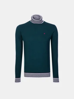 Camisola gola alta com detalhe de riscas