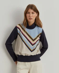 Camisola gola alta com estampado colorido