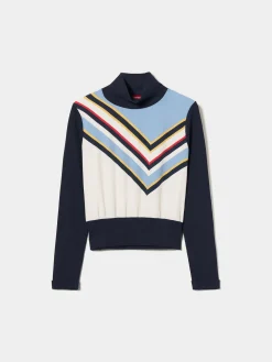 Camisola gola alta com estampado colorido