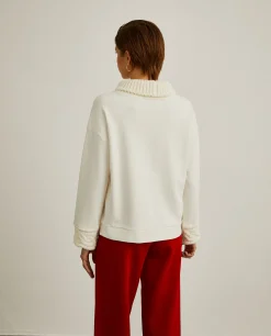 Camisola gola alta com malha tricotada