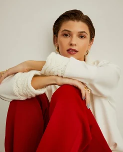 Camisola gola alta com malha tricotada