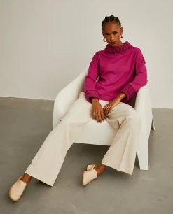 Camisola gola alta com malha tricotada