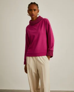 Camisola gola alta com malha tricotada