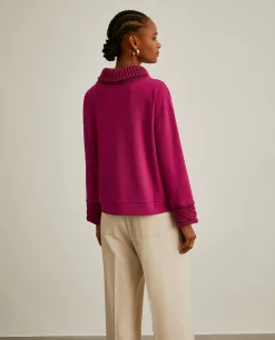 Camisola gola alta com malha tricotada