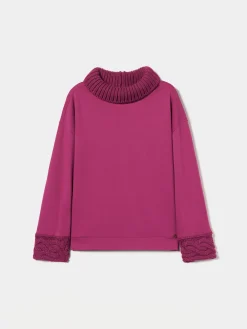 Camisola gola alta com malha tricotada