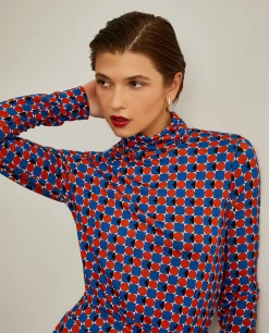 Camisola gola alta com padrão geométrico