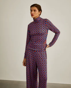 Camisola gola alta com padrão geométrico