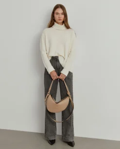 Camisola gola alta mistura de lã e alpaca