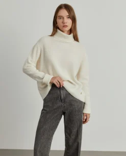 Camisola gola alta mistura de lã e alpaca