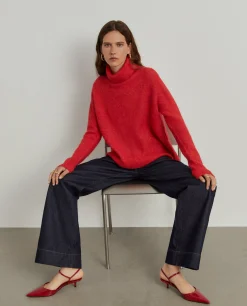 Camisola gola alta mistura de lã e alpaca