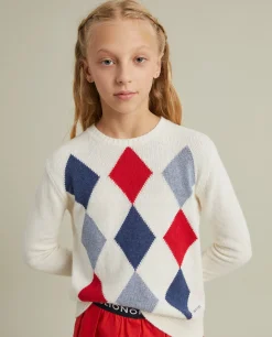 Camisola losangos com lã e algodão orgânico