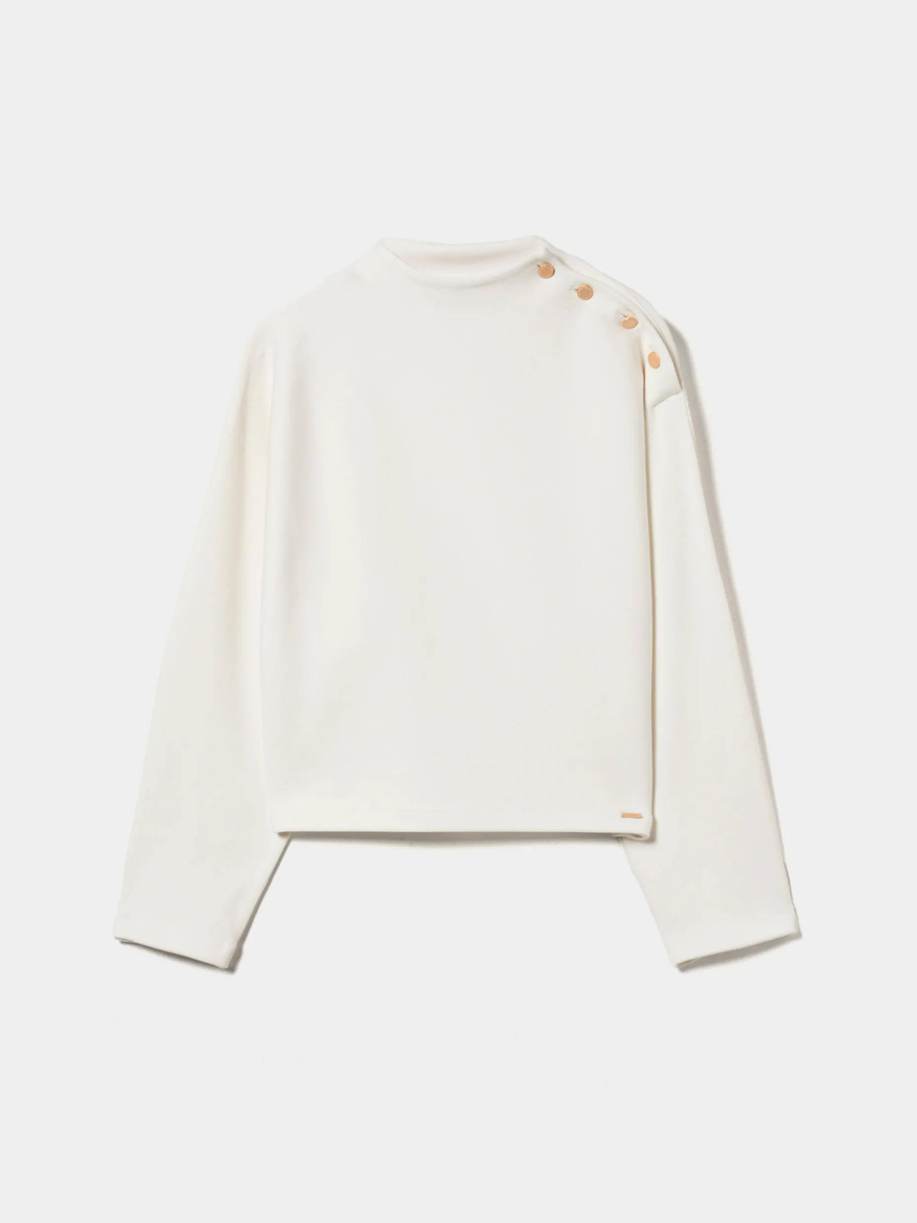 Camisola malha canelada botões dourados