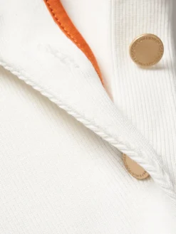 Camisola malha canelada botões dourados