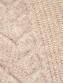 Camisola malha entrançada mistura de lã e mohair