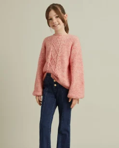 Camisola malha entrançada mistura de lã e mohair