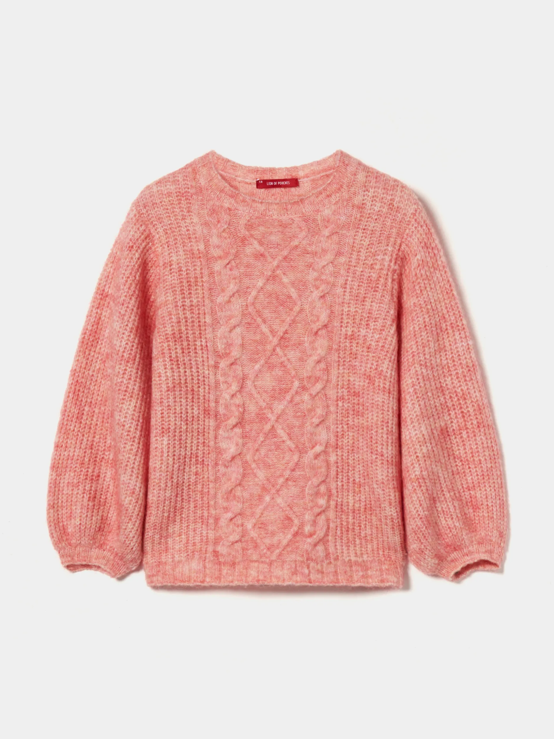 Camisola malha entrançada mistura de lã e mohair