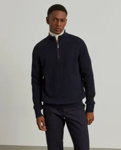 Camisola malha estruturada com fecho