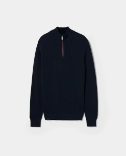 Camisola malha estruturada com fecho