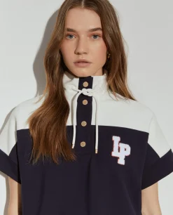 Camisola manga curta malha bicolor