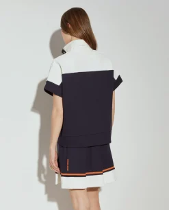 Camisola manga curta malha bicolor