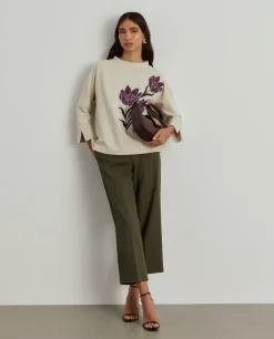 Camisola meia gola com bordado floral