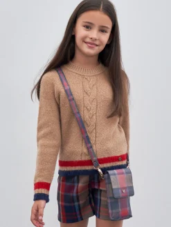 Camisola trançada com riscas