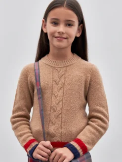 Camisola trançada com riscas