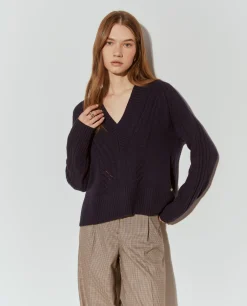 Camisola tricotada com lã e caxemira