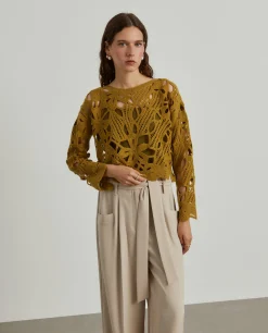 Camisola tricotada de malha aberta