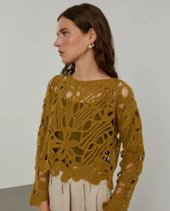 Camisola tricotada de malha aberta