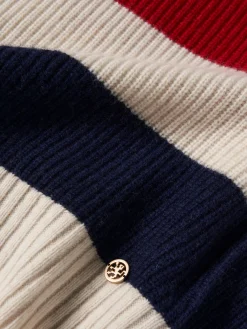 Camisola tricotada às riscas com lã e caxemira