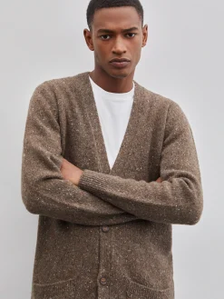 Cardigan bicolor mistura de lã