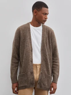 Cardigan bicolor mistura de lã