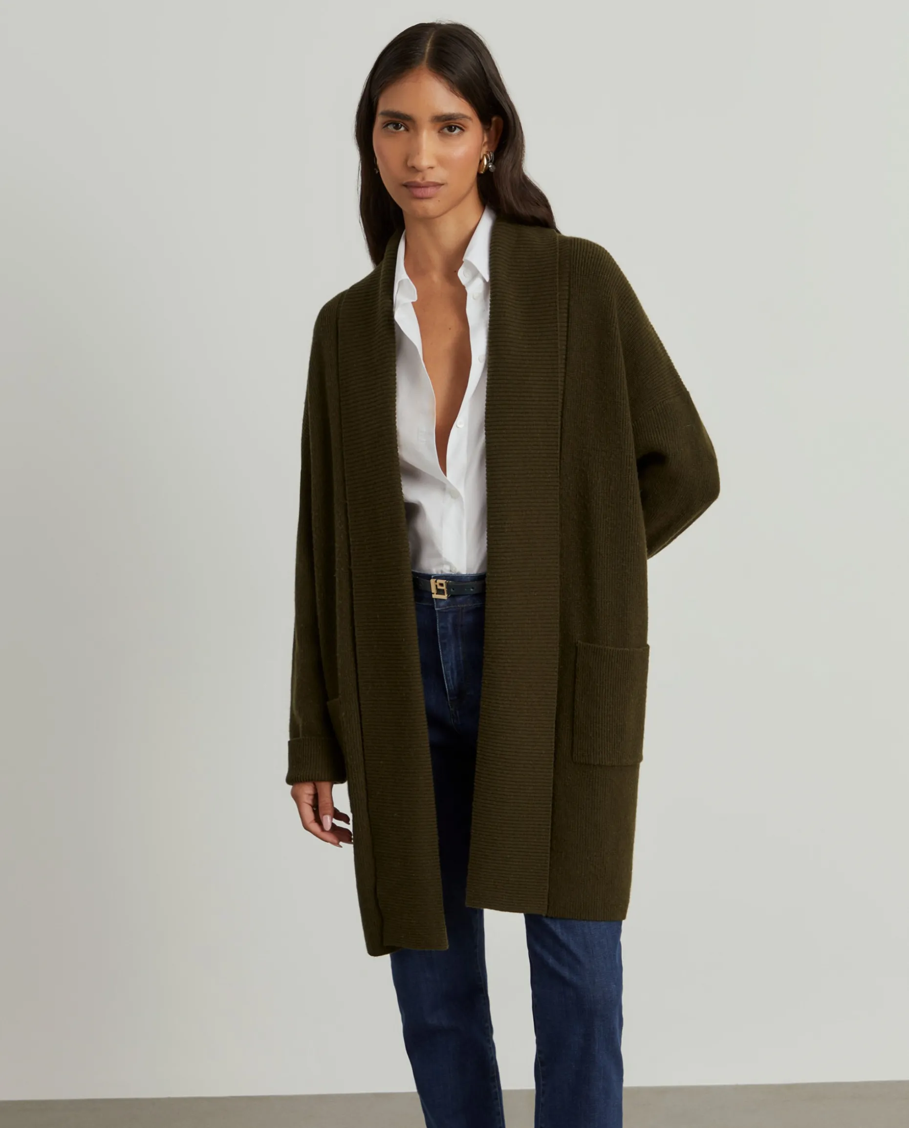 Casaco aberto malha tricotada