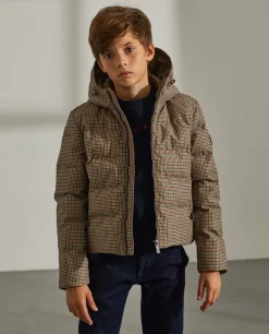 Casaco acolchoado em micro xadrez