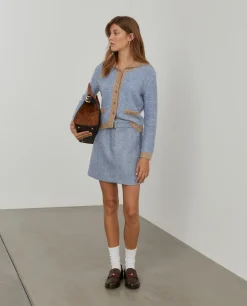 Casaco bicolor de malha tricotada