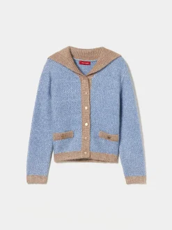 Casaco bicolor de malha tricotada