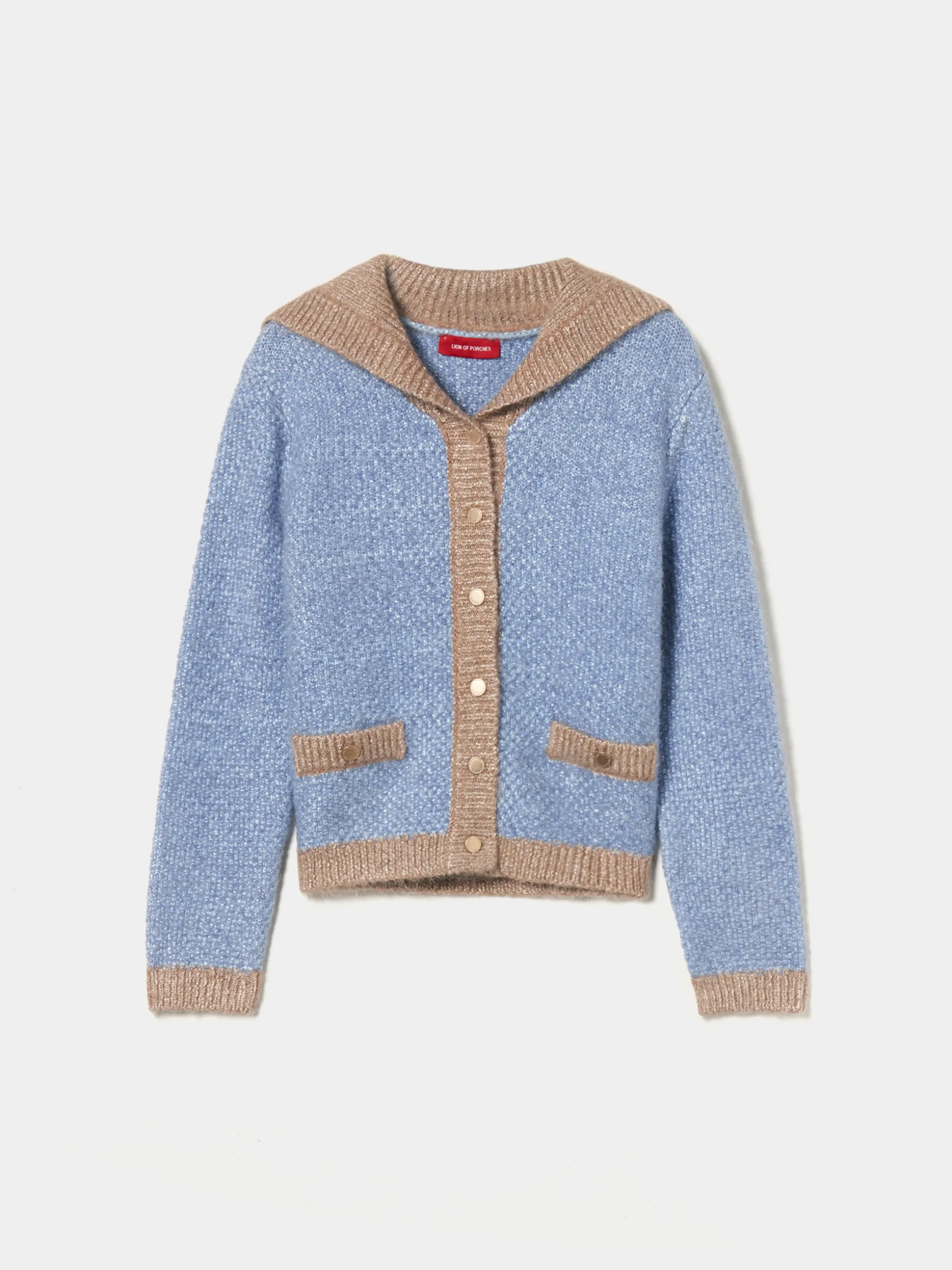 Casaco bicolor de malha tricotada