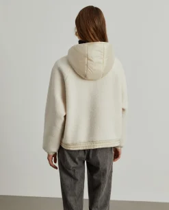 Casaco combinado com capuz mistura de lã