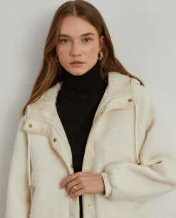 Casaco combinado com capuz mistura de lã