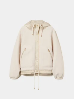 Casaco combinado com capuz mistura de lã