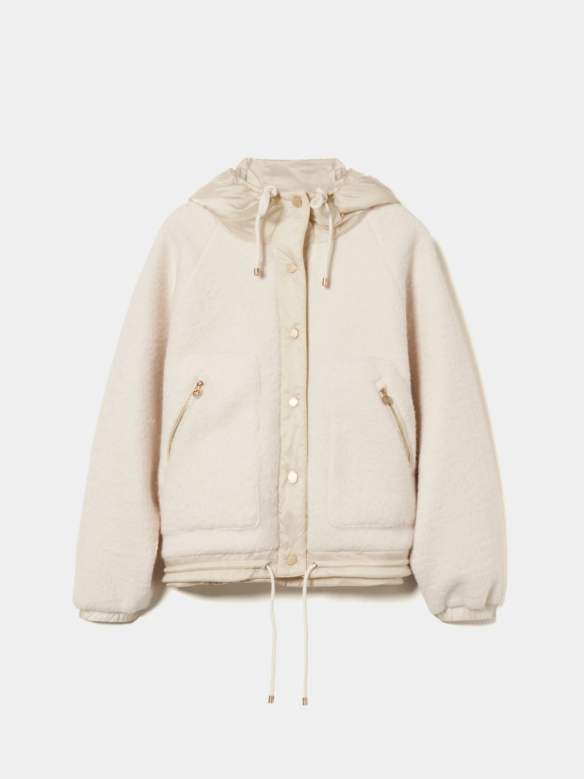 Casaco combinado com capuz mistura de lã