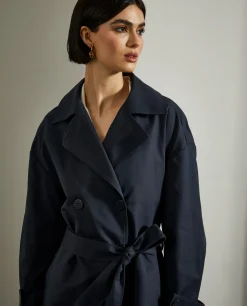 Casaco comprido de trespasse