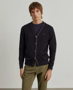 Casaco de malha algodão e caxemira com botões