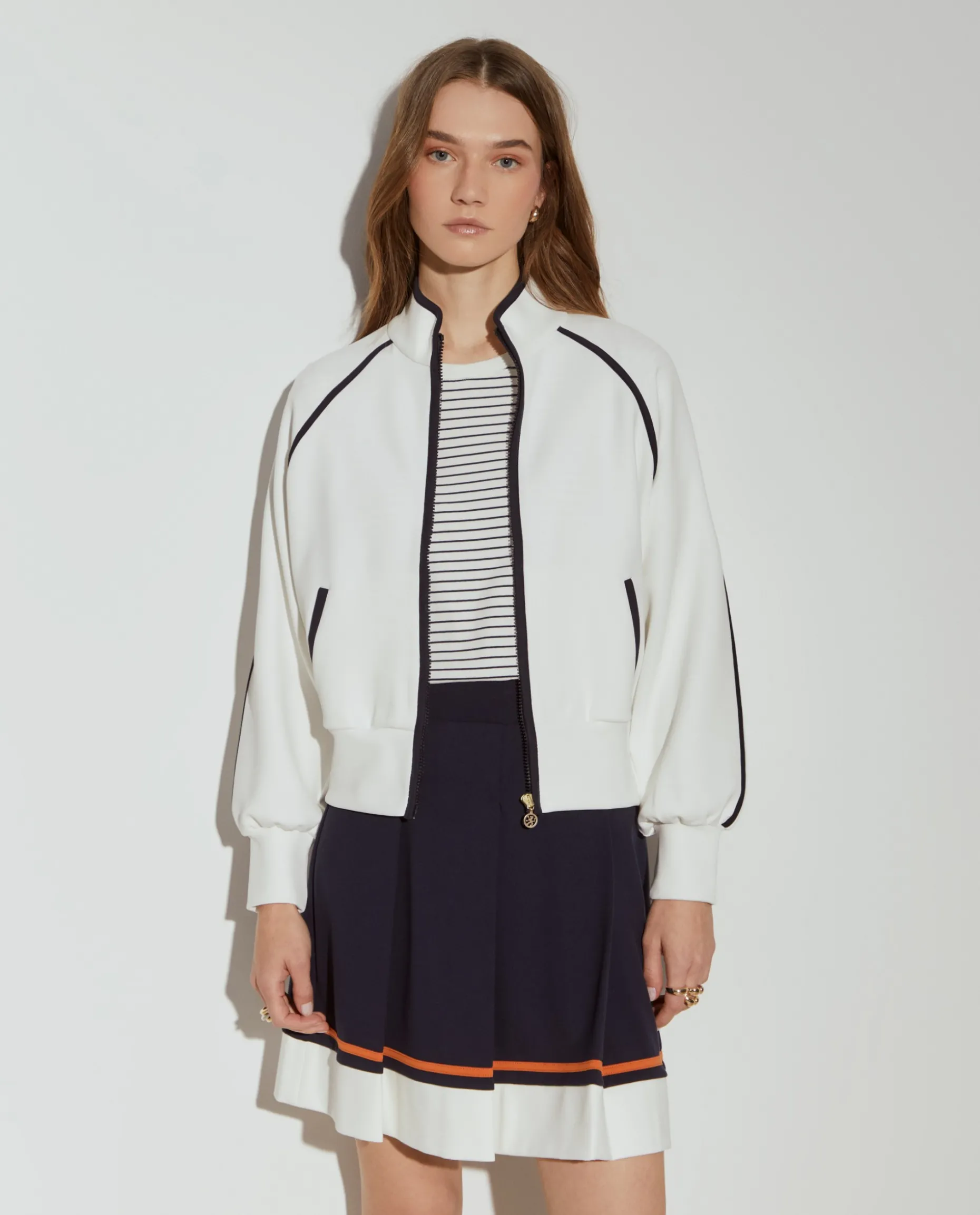 Casaco de malha bicolor