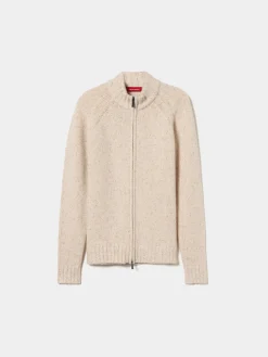 Casaco de malha bicolor em lã