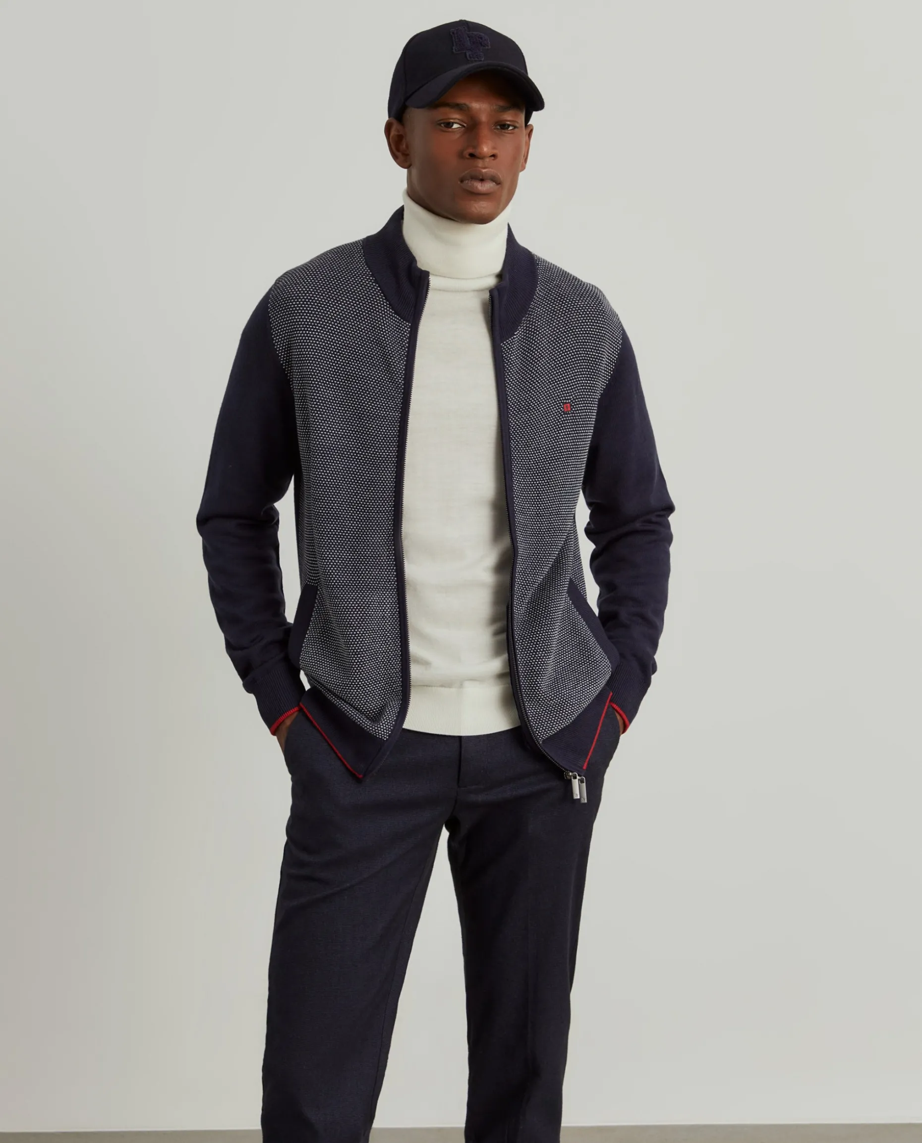 Casaco de malha bicolor lã merino