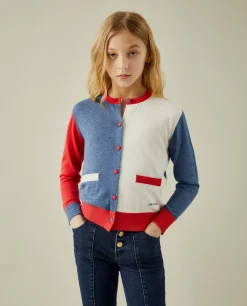 Casaco de malha color block