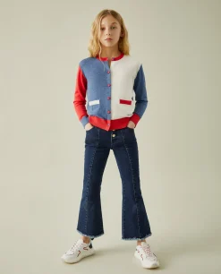 Casaco de malha color block